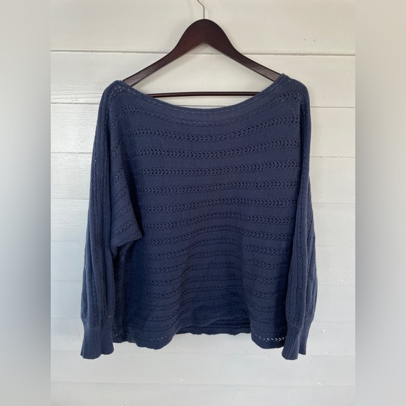 3/25 Blue Open Knit Dolman Sleeve SHEIN Sweater - Picture 2 of 9